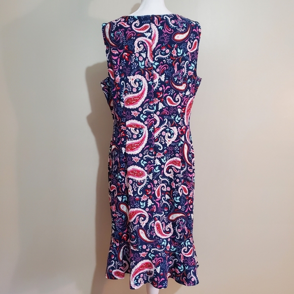 Talbot's cotton sleeveless paisley print fit & flair flounce hem dress. XL. NWT - Picture 4 of 10